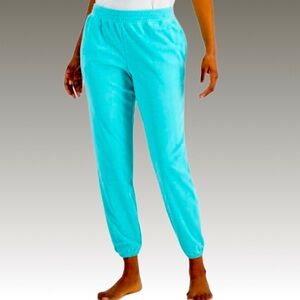 NWT‎ Jenni’s Intimates Turquoise Smocked-Waist Terrycloth Jogger Pants Sz XS